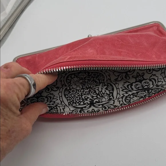 HOBO Pink Leather Clutch with Silver Accents - Picture 7 of 9